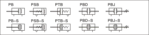 JIS Cylinder PB Series Symbol