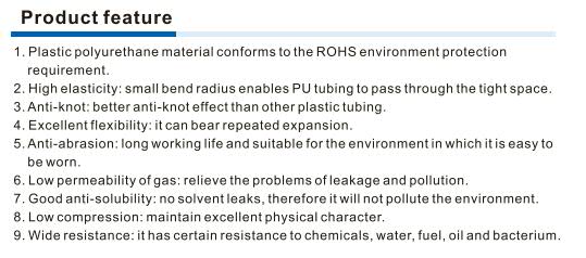 US98A,UE95A Series Polyurethane tubing Product Feature
